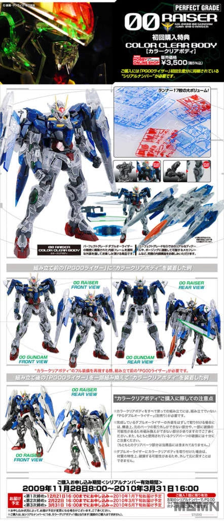 PG 1/60 Perfect Grade OO Raiser Clear Parts Model Kits Accessories